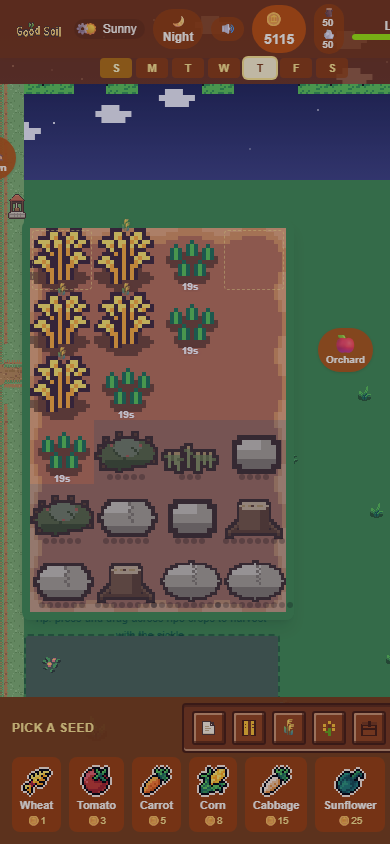 The farm — planted crops and buildings on a Good Soil homestead